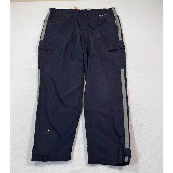 VTG Champion Track Pants Men L Blue Navy Lined Ankle‎ Strap Y2K Gym Outdoors - Picture 1 of 12